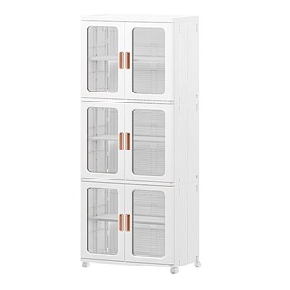 加厚摺疊收納櫃收納箱 透明灰 5層, 55 x 32 x 143.9cm, 1個