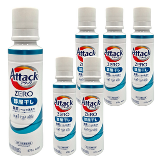 Attack 一匙靈 zero 洗衣精 強力去污漬 室內晾曬也無異味 全方位潔淨 長效防臭, 570g, 6瓶
