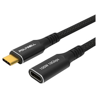 POLYWELL 寶利威爾 100W USB3.2 Type-C 公對母延長線, 1條, 0.25m
