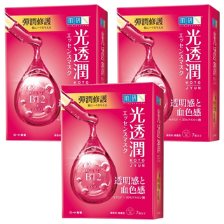 HADALABO 肌研 台灣公司貨 光透潤血色感彈潤面膜 27ml, 7片, 3盒
