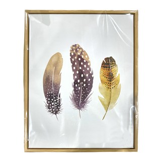 翎羽, 羽毛裝飾畫, 40 x 30cm, 木色