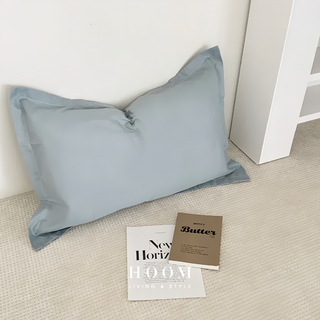 Hoom 禾慕生活 法式壓框枕套 2個 48 x 74cm 薄霧灰藍 親膚透氣 可機洗, 1組