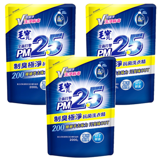 毛寶 PM2.5 制臭極淨 抗菌洗衣精 補充包, 2kg, 3包