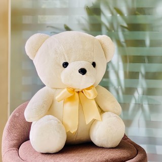 柔柔熊 填充玩具，表皮布絨毛，聚酯纖維填充, 窩心黃, 1個