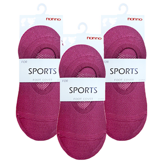 儂儂 素色隱形襪 22-24cm 運動襪, 酒紅, 3雙