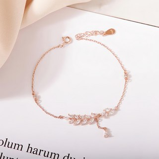 RADIANT STAR 璀璨之星 勝利之葉水鑽藤蔓葉項鍊+手鍊 SL600-SL601 16cm + 墜飾 2.8 x 0.6cm 1組