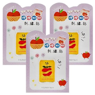 Sunny 三瑩文具 哩哩扣扣刺繡裝飾貼 Set, 西打, 3張
