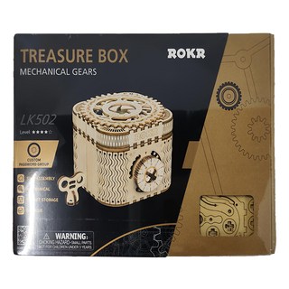 ROKR 木製DIY立體模型-密碼百寶盒LK502 益智玩具, 1入