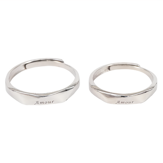 RADIANT STAR 璀璨之星 925純銀 巴黎傾心 1 + 1 Amour我愛你可調式情侶對戒2件禮盒套 ATS459 5ATS4599999901