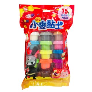 幼福文化 忍者兔 安全小麥黏土 柔軟好塑形 動手DIY配色創作, 15色 美味甜點澎湃包, 580g, 1組