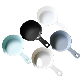 Clean Life 單柄圓形餐盤 PP塑膠材質 5件套裝, 白色 + 黑色 + 灰色 + 藍色 + 薄荷綠色, 14.5cm, 1組