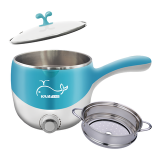 KRIA 可利亞 多功能美食蒸煮鍋 1.8公升 藍水鯨色 附蒸籠, KR-D027B