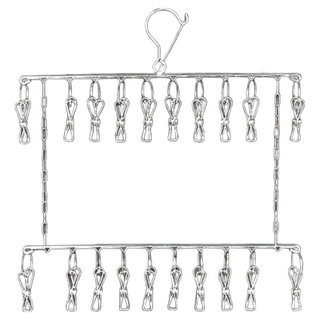 不鏽鋼折疊多層晾襪架 豎排晾曬 多夾設計 收納 大容量, 44 x 40.5cm, 單色, 1個