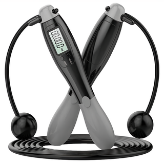 AHOYE 有繩/無繩兩用電子計數跳繩, 1個, 黑色/灰色