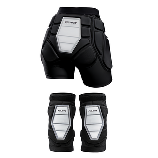 SULAITE頂級EVA滑雪護具套裝 防摔護臀褲+護膝組 全方位保護 舒適透氣, 黑色, 1組, M