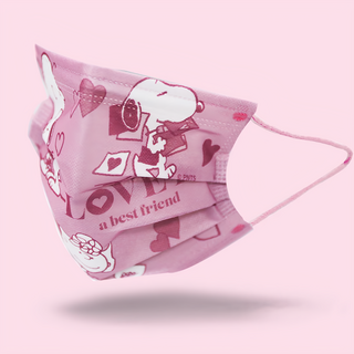 收納王妃 史努比 成人平面口罩, 友情 粉色, 10片, 1盒