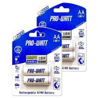 PRO-WATT 華志 低自放鎳氫充電電池組 AA 1.2V, 2入, 2組