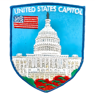 A-ONE 匯旺 美國國會大廈 地標造型刺繡 貼布 7.5x6cm, 藍色