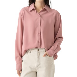 CARET 女款雪紡襯衫 - 多色可選, 台灣出貨, 均碼, 純粉色