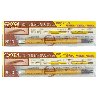 日本 excel 3合1 持久造型眉筆 PD10 紅莓棕, 2支