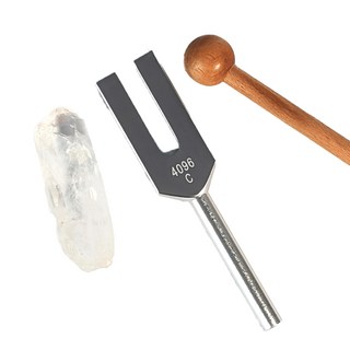 理享家 水晶消磁淨化音叉 附水晶及木槌 能量淨化 身心靈平衡, 4096hz, 1組, 2.5*11cm