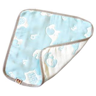 HiBOU 喜福 6重紗四方萬用巾, 親膚舒適耐用小手帕, 數字小鷹藍, 1入, 62X22.5 cm