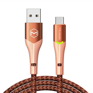 Mcdodo 麥多多 MDD偉麗 雙LED線, 蘋果/Type-C充電線, 1m, 橙色, 1條