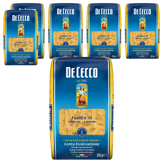 DE CECCO 得科 義大利麵 螺旋麵 No.34，採用杜蘭小麥粉，傳統製麵法，彈牙口感, 250g, 6包