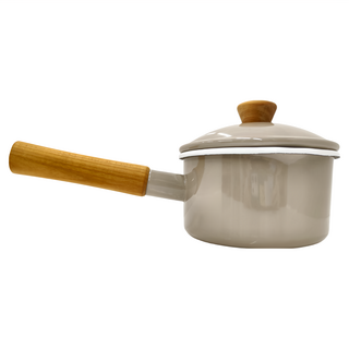 Noda Horo 野田琺瑯 單柄牛奶鍋/醬汁鍋 附蓋 14cm 米色, 1組