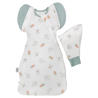 OhBabyLying 夏季輕薄款可換袖成長包巾, 胡蘿蔔兔