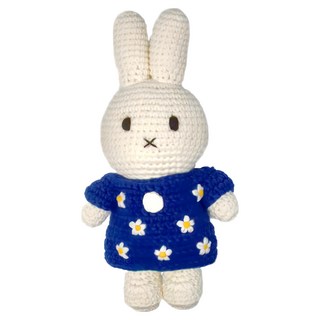 miffy 米飛 手工編織玩偶 5328002BF, 24cm, 藍色碎花洋裝, 1個