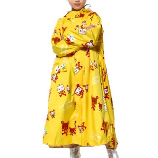 Fairrain 親子豆腐熊寶貝前開式雨衣 聚酯纖維防水布, 豆腐人黃色系, XL號(衣長140cm)
