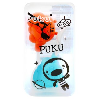 PUKU 藍色企鵝 PPSU寶寶好味湯叉組, 18個月以上適用, 耐熱195度, 飛碟, 1組, 湯匙1入 + 叉子1入 + 收納盒1入