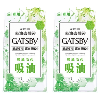 GATSBy 潔面濕紙巾 控油型 攜帶型 超值包, 176g, 2包, 2包