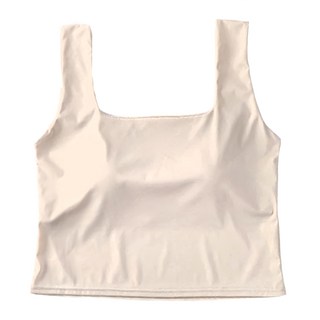 冰絲寬肩方領背心 Set, 內墊不可拆, 彈性佳, 胸寬31cm(胸圍需X2) 含肩帶全長37cm, 膚