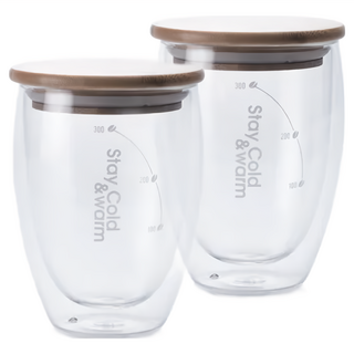 鍋寶 雙層耐熱玻璃杯 350ml 雙杯組, 高硼硅玻璃 耐熱 耐冷熱衝擊, DGS-3502, 1組