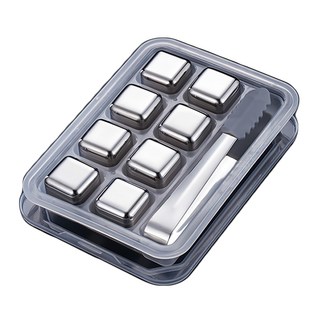 頂級316不鏽鋼極凍冰塊8件組,不融化冰鎮保冷塊,威士忌冰石,附收納盒, 1組