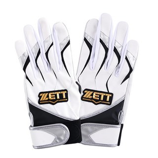 ZETT 雙手用打擊棒球手套 BGK-595, 白色 + 銀色, 1套