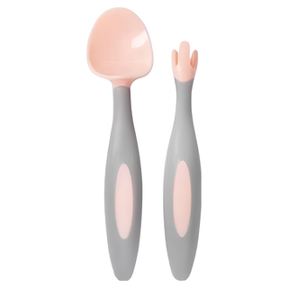 b.box 專利湯匙餐具組 獨特叉設計 附收納盒 9個月以上適用, 湯匙*1支+叉子*1支, 馬卡龍粉, 1組