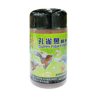 AQUAFUN 水之樂 孔雀魚飼料 半浮沉性 天然原料製成 適用於所有高級熱帶魚, 100g, 1罐