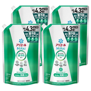 ARIEL MiRAi 日本原裝進口 消臭2倍濃縮抗菌洗衣精補充裝 綠色, 1.22kg, 4包