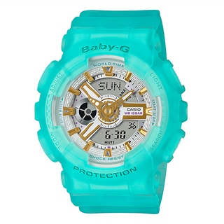 CASIO 卡西歐 BABY-G 手錶, 堅固防護設計，耐衝擊防水100米，全球時間顯示、精確計時、多功能鬧鈴, BA-110SC-2A
