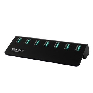 DigiFusion 伽利略 USB3.2 Gen2 7埠 Hub 集線器 H718S-BK, 10Gbps傳輸速度, LED電源顯示燈號, 鋁製外殼, 黑色, 1個