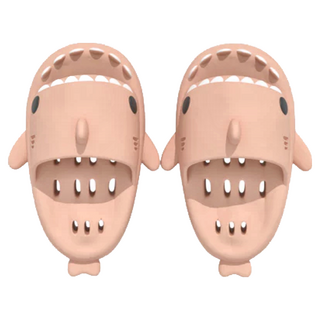 人體工學設計鯊魚拖鞋 - EVA材質 底部洞洞漏水設計, 乾燥玫瑰粉, 1雙