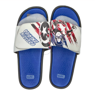 MARVEL 漫威 舒適拖鞋 PU+EVA材質, 29cm, 美國隊長 白色 + 藍色