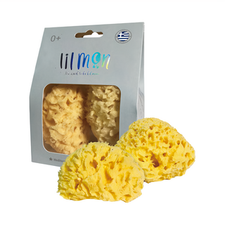 lilmon 希臘天然海綿 Set 2個 質地細緻 嬰兒肌適用, 蜂巢 + 絲綢 黃色, 1組