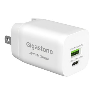 GIGASTONE 立達 PD/QC3.0 33W 雙孔急速快充充電器, 白色, 1個
