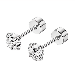 THUNDERS桑德斯 不鏽鋼耳環 鎖式耳環 Set 4件組 4MM, 銀色