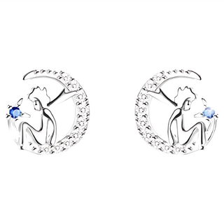 SOLARFRI 純銀針耳環組 S925頂級CZ藍鋯鑲抗敏耳環, S67P