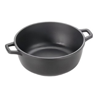 Antik Ars 不沾鑄鋁雙耳淺燉鍋 6024 24 x 10cm, 24cm, 黑色, 1個